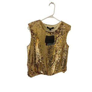 NWT Marc New York Women's Gold Sequin Sleeveless Blouse Top - Small